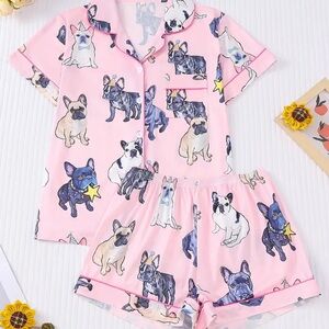 Pink Dog Print Kids Pajamas